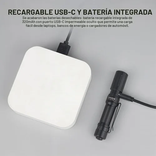 Vista 4 de ThruNite EDC Linterna Archer Mini, linterna LED de 405 lúmenes con interruptor de cola, linterna de bolsillo pequeña recargable USB C para camping