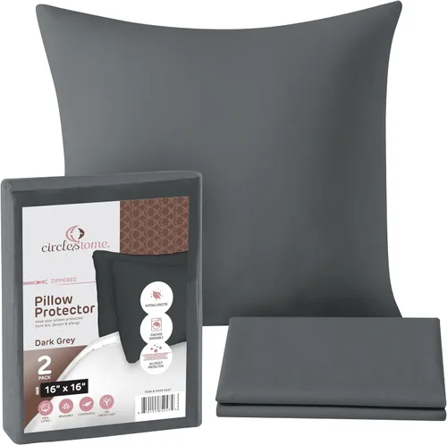 Vista 20 de CIRCLESHOME Protectores de almohada europeos – Fundas de almohada 100% algodón transpirable – Fundas de almohada cuadradas de 26 x 26 pulgadas
