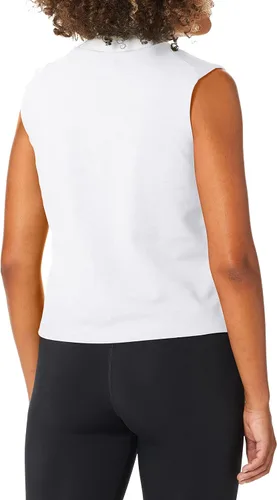 Vista 2 de Satva Premium algodón orgánico asimétrico sin mangas camiseta cuello redondo para yoga entrenamiento correr deportes entrenamiento ciclismo ZAZEN
