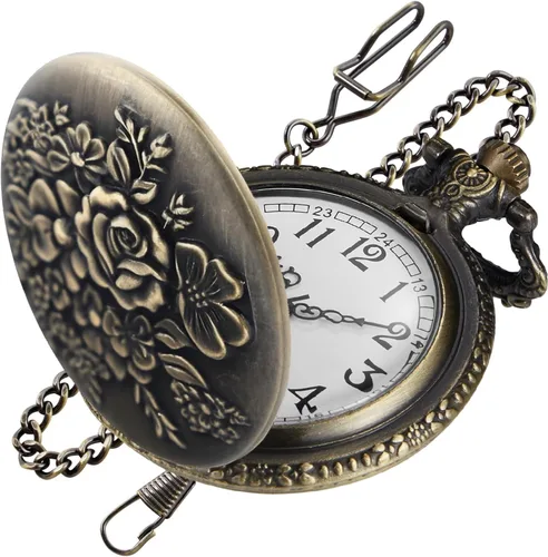 Vista 11 de Bronze G Quartz Pocket Watch for Men, Men's Quartz Pocket Watch with Chain Anime-G