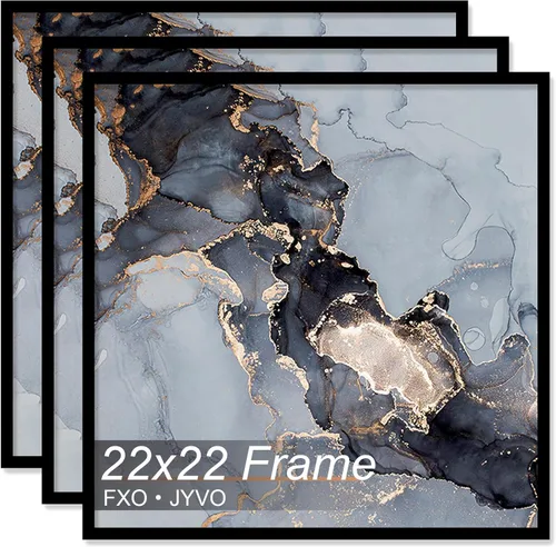 Vista 65 de Fxojyvo Marco de 4 x 4 pulgadas, marco negro para póster cuadrado de 4 x 4, peso ligero y altamente transparente, marco de 4 x 4 para pared, 1