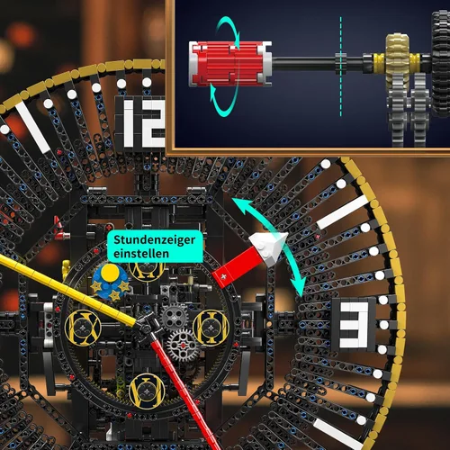 Vista 4 de Mould King 10160 Mechanic Grand Clock - Juego de construcción de 3675 piezas, modelo de reloj de ladrillo motorizado, control de aplicación