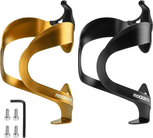 Vista 12 de ROCKBROS Soporte para botella de agua para bicicleta, ligero, resistente, aleación de aluminio, jaula para bebidas con tornillos, soportes