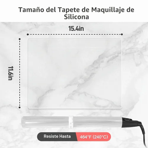 Vista 2 de Alfombrilla de maquillaje de silicona para tocador, 15.4" x 11.6" resistente al calor, alfombrilla de escritorio transparente, fácil de limpiar