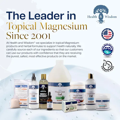 Vista 6 de Health and Wisdom Gel de magnesio puro con extracto de algas marinas, alivio tópico muscular y articular, hidratante natural y pura para la piel