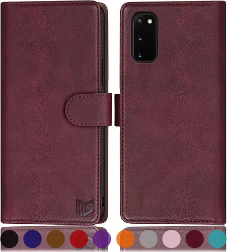 Vista 11 de SUANPOT Funda de piel tipo cartera para Samsung Galaxy S20 de 6.2 pulgadas (no S20+/S20 Ultra) con bloqueo RFID, tarjetero de crédito, funda