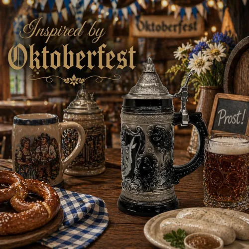 Vista 3 de Essence of Europe Gifts OktoberfestHaus - Taza de cerveza alemana de Adler (águila) de 0.6 litros, jarras de cerveza para hombre, cerveza