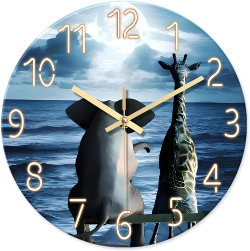Vista 11 de XNM Reloj de Pared Analógico de Vidrio Operado por Batería 12 Pulgadas Redondo de Cuarzo Reloj de Gato Negro para Cocina Reloj de Pared Silencioso