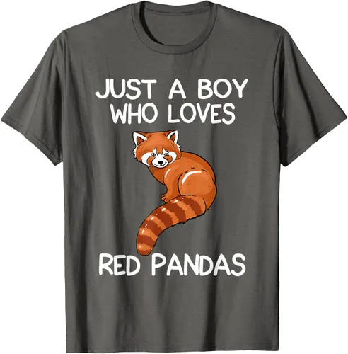 Vista 103 de Just A Boy Who Loves Red Pandas Gift - Camiseta con diseño de panda roja, Negro, S