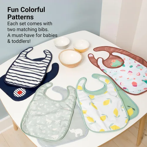 Vista 4 de BabyToLove Set of 2 Bibs Soft & Waterproof with a Hook & Loop Closure Infant & Toddler Mealtimes
