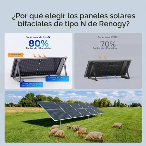Vista 3 de Renogy - Panel solar bifacial (4 unidades, 590 W, tipo N 16BB, 25% de alta eficiencia)