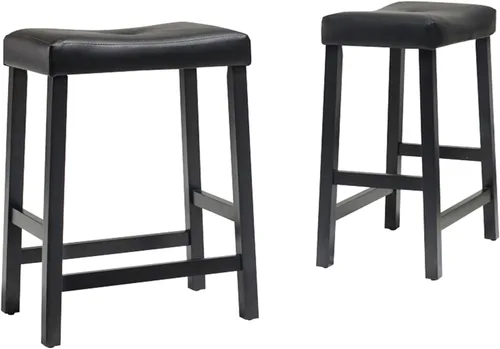 Vista 5 de Crosley Furniture Juego de 2 taburetes de bar tapizados con altura de mostrador, color negro, 24 pulgadas