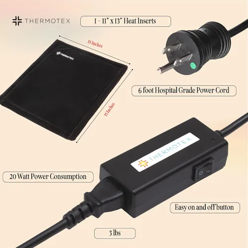 Vista 6 de Thermotex Almohadilla térmica de infrarrojos lejanos – Dorada – Almohadilla térmica premium para aliviar molestias – Calienta y relaja los músculos
