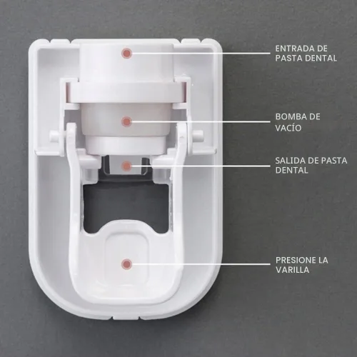 Vista 3 de Dispensador automático de pasta de dientes para montaje en pared, a prueba de agua, exprimidor de pasta de dientes perezosa, soporte para cepillos