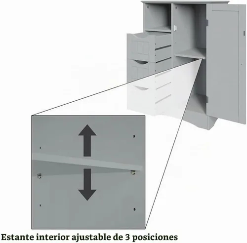 Vista 5 de [Usado] RiverRidge Ashland Collection - Armario de suelo gris de 1 puerta, 3 cajones, color gris