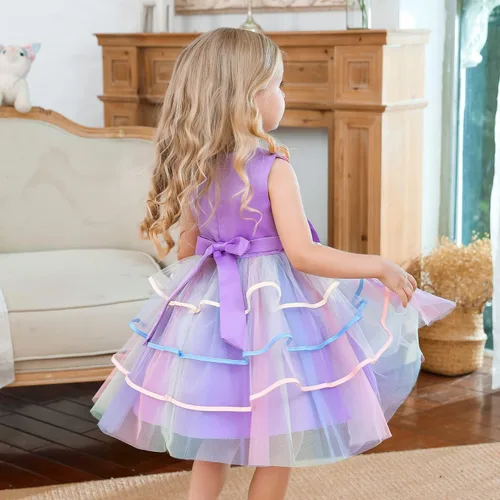 Vista 6 de NNJXD Vestido de niña de las flores para niños con volantes vestidos de novia de fiesta de encaje