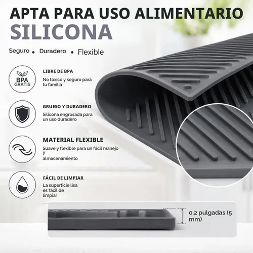 Vista 3 de Tapete de drenaje de silicona, tapete de drenaje plegable, tapete de drenaje grande de 17 x 13 pulgadas, tapete escurridor ecológico, resistente al