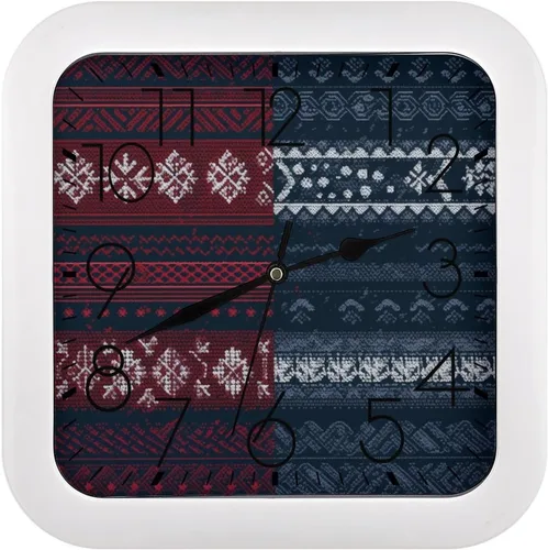 Vista 11 de 10" Square Modern Wall Clock,African Mud Cloth Tribal Print Kitchen Clocks Wall Battery Operated,Silent Non Ticking Unique Funny Cute Wall Clock for