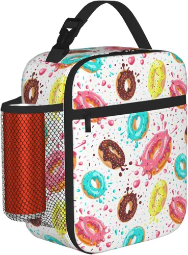 Vista 9 de Lonchera de camuflaje de camuflaje blanco y negro para adolescentes, niñas, niños, hombres y mujeres, bolsa de almuerzo portátil, lonchera aislada