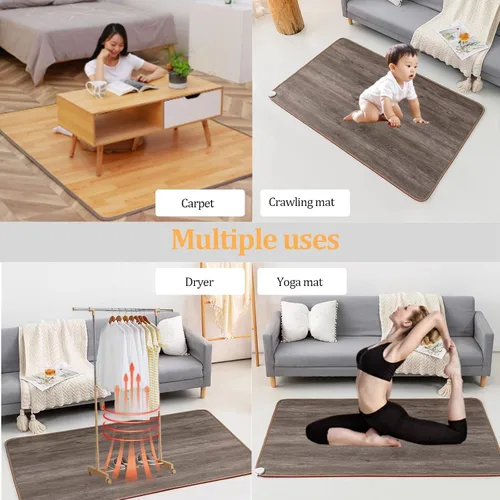 Vista 7 de Heated Mats Floor, Waterproof Heating Mat for Floor with Adjustable Temperature 12 Hour Timer, Electric Heating Area Rug for Yoga, Easy-Clean(150 *