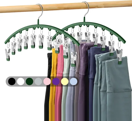 Vista 13 de Organizador de leggings para armario, perchas de metal para pantalones de yoga, 1 paquete con 10 clips con capacidad para 10 leggings, organizador