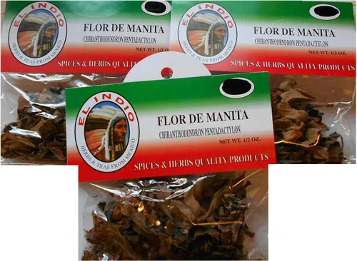 Vista 3 de EL INDIO Flor de Manita (Chiranthodendron Pentadactylon) Paquete de 3 bolsitas de popurrí