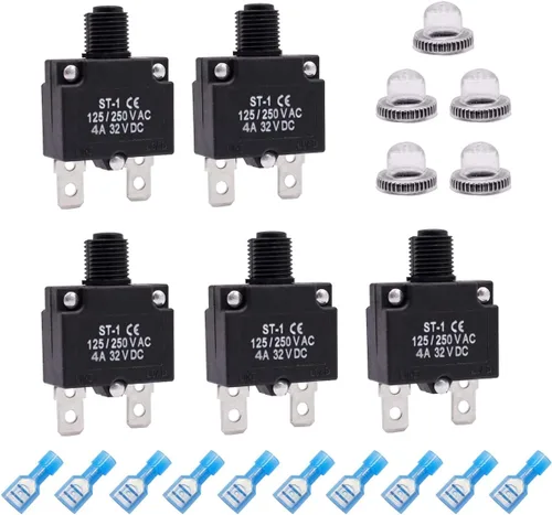 Vista 13 de mxuteuk 5 interruptores automáticos de 3 amperios con botón de reinicio manual de 125/250 V CA 32 V CC, interruptor protector de sobrecarga