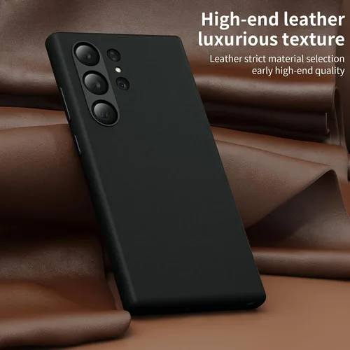 Vista 2 de Funda de cuero genuino para Samsung Galaxy S24 Ultra - Cuero de grano completo, compatible con MagSafe y carga inalámbrica, botones de metal bisel