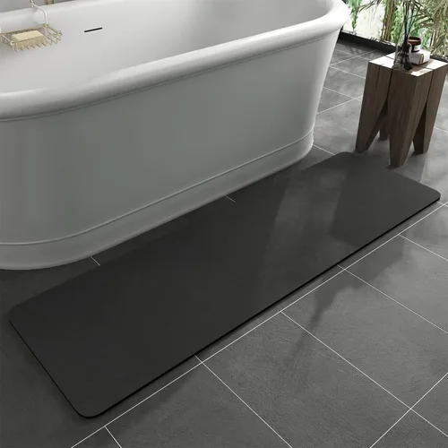 Vista 45 de MontVoo -Tapete de baño-Alfombras de baño delgadas antideslizantes para debajo de la puerta- Superficie de gamuza sintética absorbente, de secado