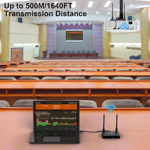 Vista 6 de Transmisor y receptor HDMI inalámbrico 4K: 1640FT/500M Rango, Plug & Play, 1080P Salida HD Extensor inalámbrico HDMI Soporte 2.4/5GHz