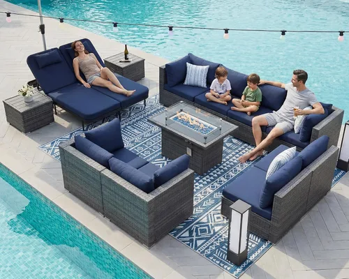 Vista 68 de NICESOUL Juego de muebles de patio de ratán extra grande con mesa para fogata de gas y propano, 29.3 pulgadas, respaldo alto, cómodos conversaciones