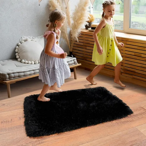 Vista 4 de Dssimo - Alfombra superesponjosa para la habitación, alfombra de área moderna, pequeña, suave y acogedora de felpa para niños, niñas y adolescentes