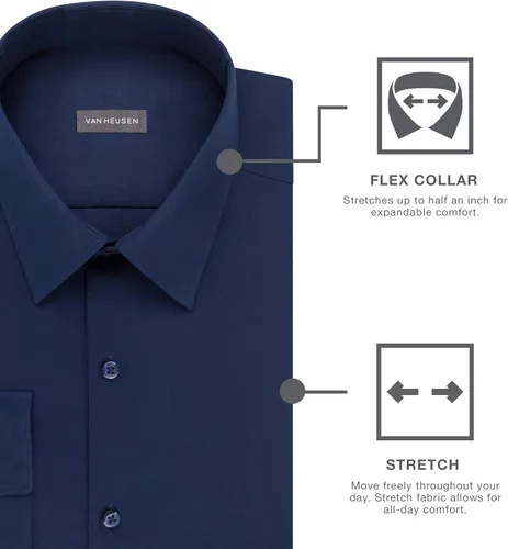 Vista 6 de Van Heusen Camisa de vestir para hombre Slim Fit Flex Cuello Elástico Sólido