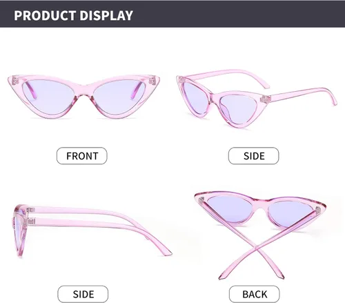 Vista 3 de Lentes de sol retro para mujer, con marco de plástico y diseño con estilo ojo de gato YOSHYA