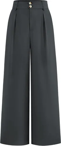 Vista 19 de BTFBM Pantalones de vestir de pierna ancha para mujer, trajes casuales de Negro