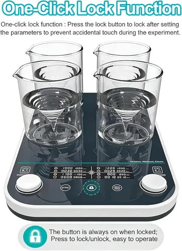 Vista 4 de Agitador magnético de múltiples posiciones de laboratorio de 4 x 33.8 fl oz, agitador magnético cuádruple (4 x 33.8 fl oz), control