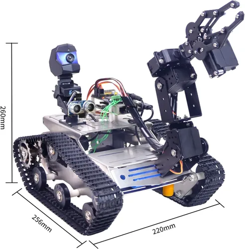 Vista 9 de Kit de robot inteligente para Raspberry Pi, chasis de robot tanque transmisión de video en tiempo real, control WiFi/Bluetooth, planificación