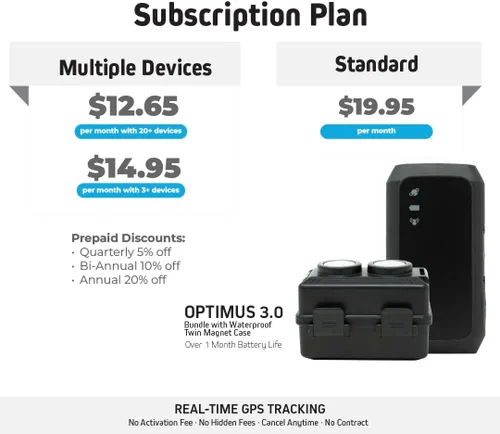 Vista 4 de Optimus Rastreador GPS 3.0 - Batería de más de 1 mes - con funda impermeable resistente y potentes imanes para vehículos y activos Batería