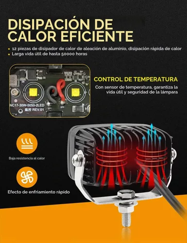 Vista 5 de Luces LED de conducción de 3 pulgadas, 2 unidades, 50 W, luces LED para todo terreno, haz combinado de 6000 lúmenes, luces de trabajo impermeables