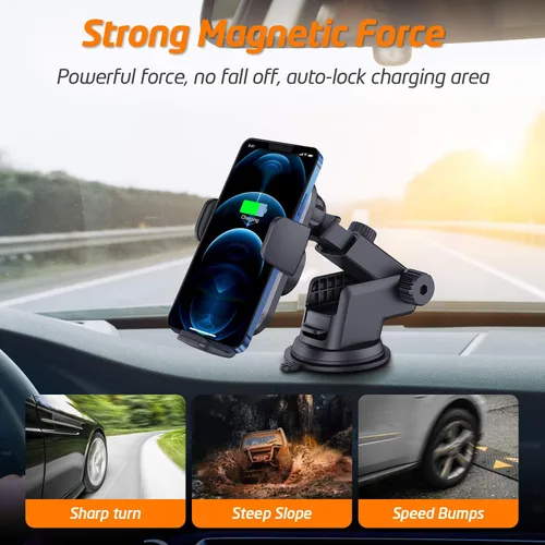 Vista 2 de Cargador inalámbrico para automóvil, (nueva versión de brazos automáticos), cargador inalámbrico rápido para automóvil, soporte de teléfono