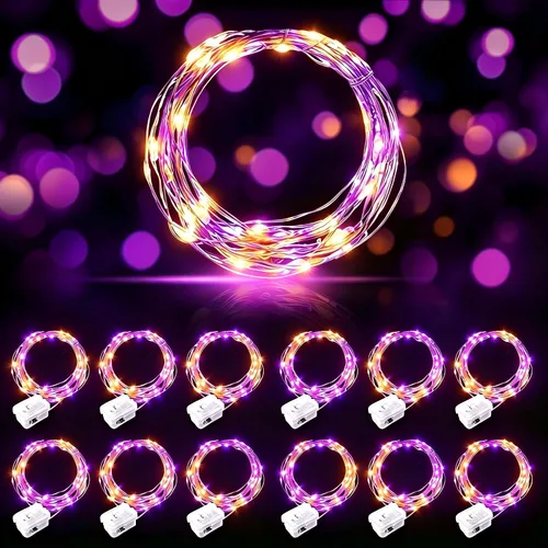 Vista 54 de AIKEI Paquete de 12 luces LED de hadas que funcionan con pilas, guirnaldas de luces impermeables de 7 pies, 20 luces LED de luciérnagas estrelladas