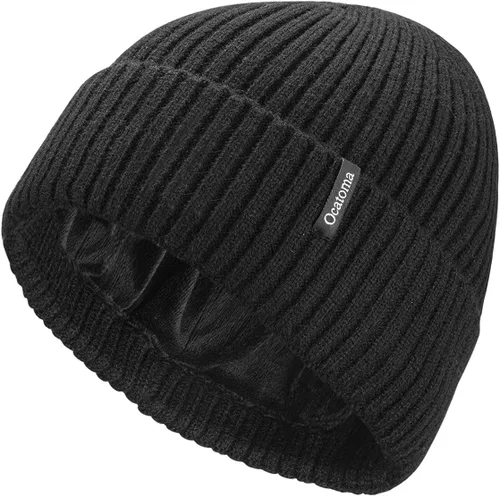 Vista 21 de Ocatoma Gorro para hombre y mujer, cálido gorro de invierno tejido con puños, suave y cálido, gorro de esquí unisex Camello gris