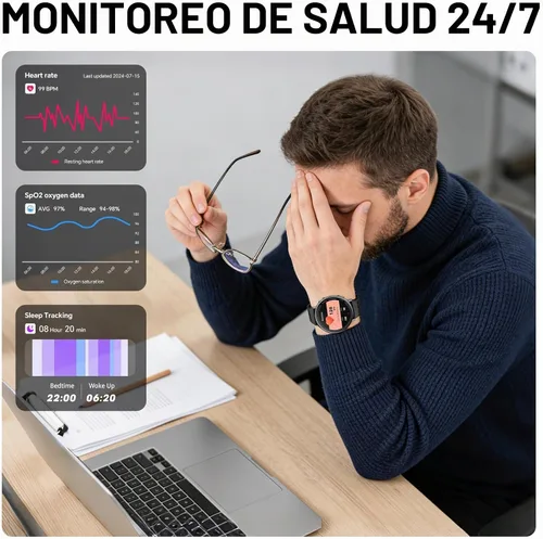 Vista 7 de Relojes inteligentes para hombres y mujeres GPS, reloj inteligente con pantalla AMOLED de 1.43 pulgadas, brújula de relojes inteligentes, compatible