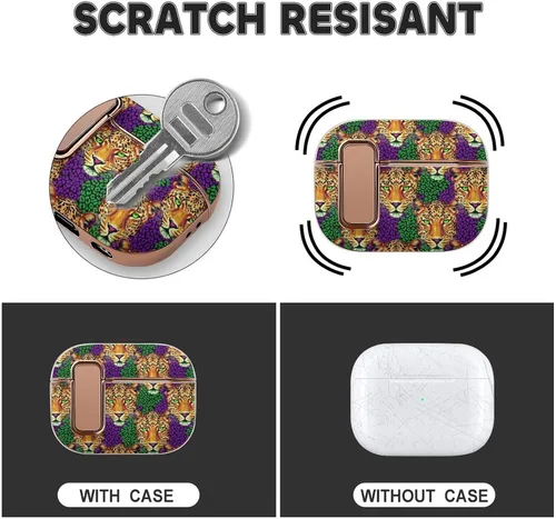 Vista 3 de Funda para auriculares compatible con Airpods Pro 2, estampado de leopardo de guepardo, plástico, con bloqueo, protección a prueba de golpes