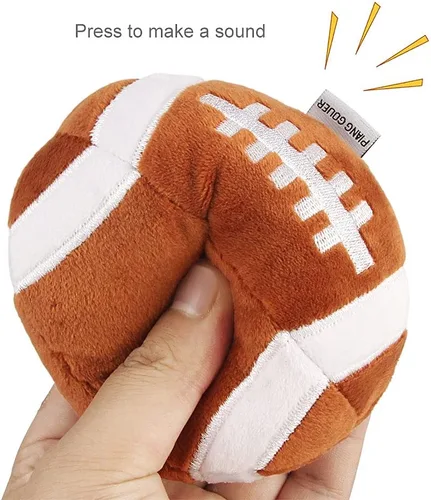 Vista 2 de Paquete de 3 pelotas interactivas para perros pequeños y medianos, pelotas de fútbol, fútbol y tenis para perros, rellenas de juguetes esponjosos