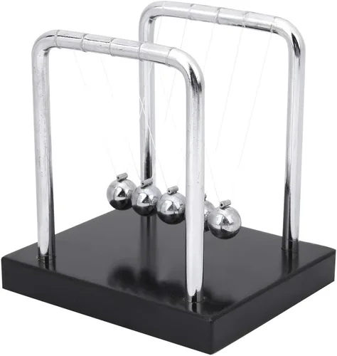 Vista 3 de Billar pequeño de madera maciza Newton, bola giratoria creativa de mesa táctil, base de madera, bola de equilibrio de acero y soporte, juguetes