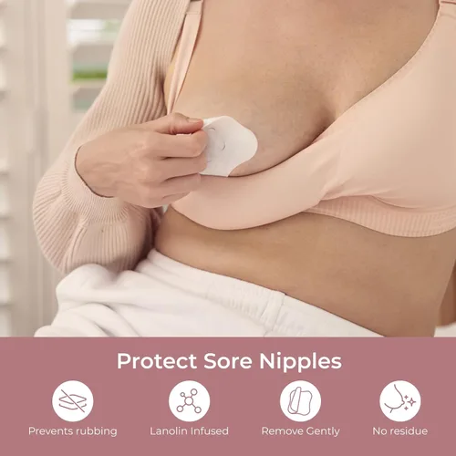 Vista 2 de Momcozy Almohadillas de hidrogel para pezones con lanolina calmante, las almohadillas de lactancia de gel Soothies proporcionan alivio instantáneo