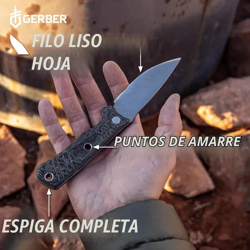 Vista 5 de Gerber Gear Convoy - Cuchilla fija + funda, Micarta [1066481], gris