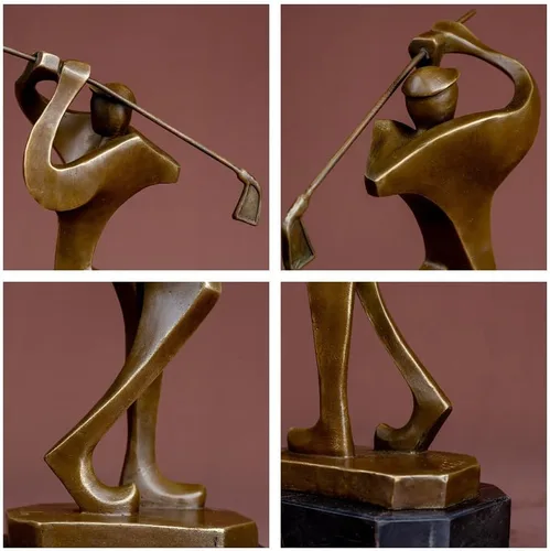 Vista 9 de Estatua de golfista de 12.4 pulgadas Escultura de bronce Hombre de golf Estatua de bronce Estatua moderna masculina Golfista Escultura Deporte Arte
