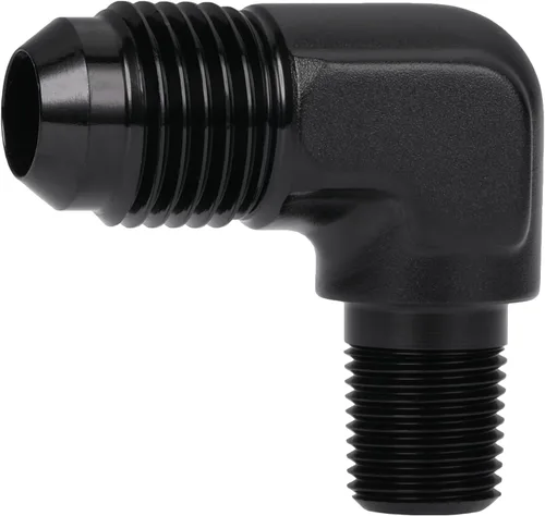 Vista 62 de 3AN macho Flare a 1/4 NPT tubo macho 90 grados codo adaptador unión aluminio negro